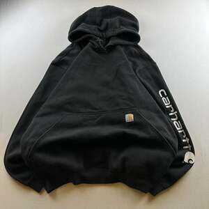 Carhartt K288 Loose Fit Graphic Logo Sleeve Pullover Hoodie in Black